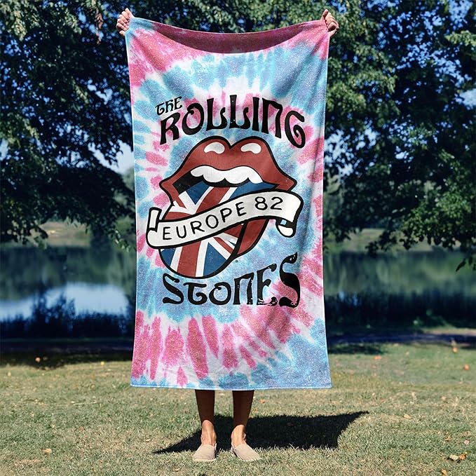 Northwest The Rolling Stones European Tour Beach Towel, Rock and Roll Pool and Bath Towel, Soft and Absorbent, Quick Dry, 30 x 60 inches