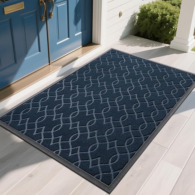 Yimobra Extra Large Door Mat 60x36, All-Season Waterproof Doormat Outdoor Entrance, Heavy Duty Non-Slip Outside Door Mat for Garage Patio Proch Entryway Indoor, Easy Clean, Blue