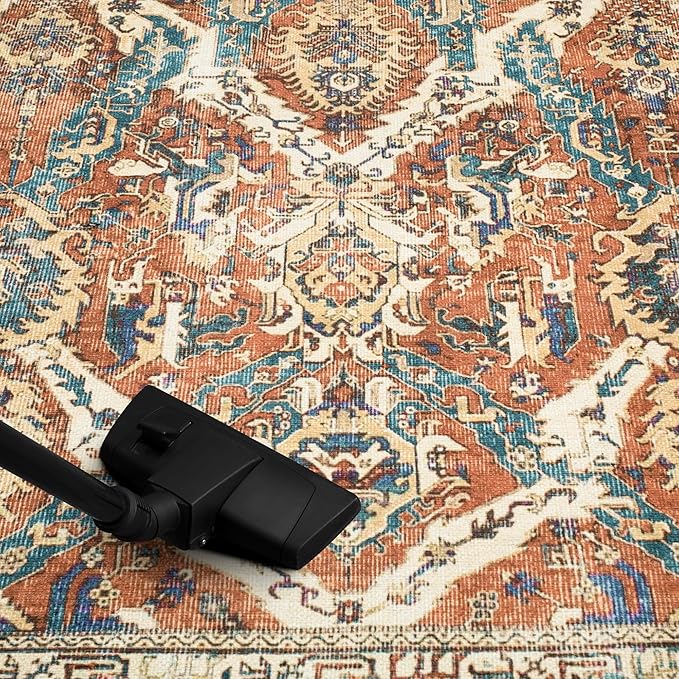 Keen Home Design 2x10 Rug - Machine Washable Runner with Non-Slip Backing, Ideal for Hallway, Entryway, Kitchen, Laundry Room - Vintage, Easy Clean, Durable, Low Pile Rug - (2'6" x 10')