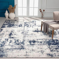 3x5 Rug, Small Area Rug for Living Room, Bedroom, Kitchen, Machine Washable Non-Slip Throw Rug, Modern Abstract Carpet for Entryway Nursery Coffee Table, Ivory Navy