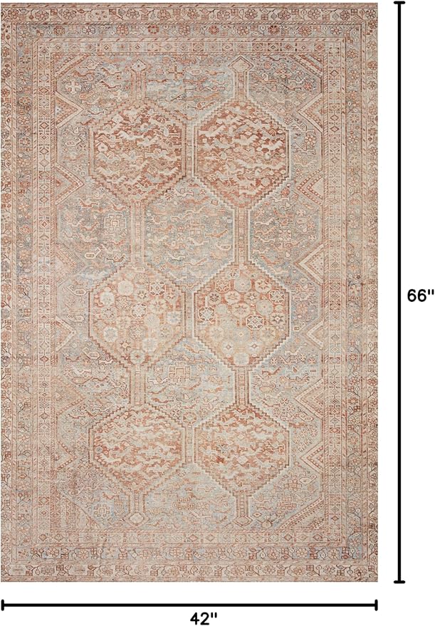 Loloi Chris Loves Julia Jules Collection JUL-04 Tangerine/Mist 3'-6'' x 5'-6'', .13" Pile Height, Accent Rug