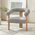 VKNOW Accent Chair Living Room Chair, Modern Upholstered Arm Chair with Solid Wood Legs, Comfy Barrel Accent Chair for Living Room, Bedroom, Grey
