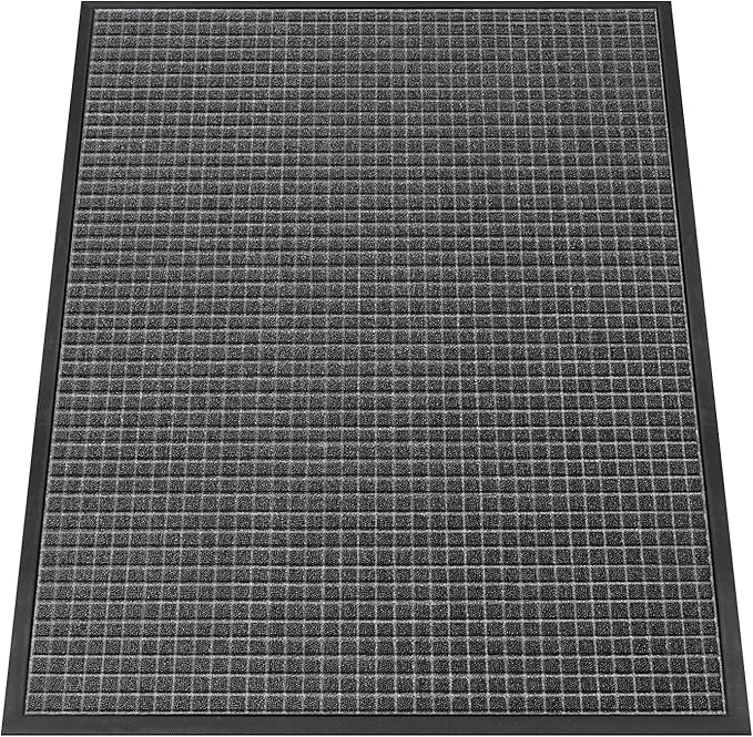 Kuyal Front Door Mat, 3'*4' Door Mat for Inside Outside Entrance,Waterproof Welcome Mats with Non-Slip Backing, Indoor Outdoor Entryway, Commercial Floor Mats, Durable & Easy to Clean, Dark Gray