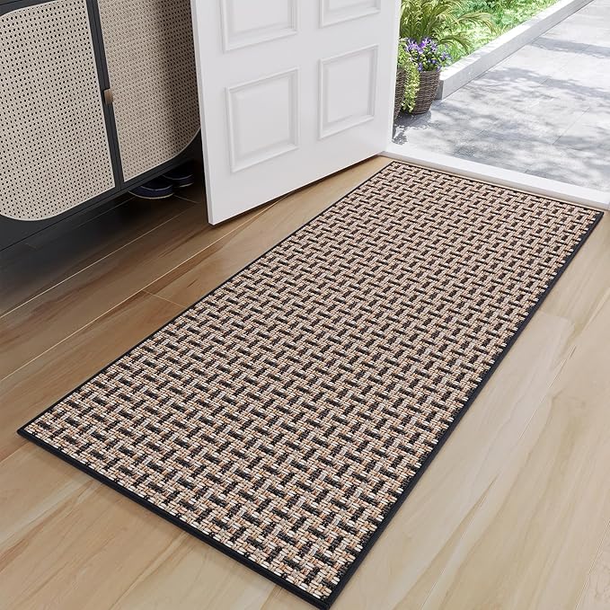 Door Mat 24x72 Dirt Resistant and Absorbent, Non-Slip Rubber Backing Floor Mats, Easy Clean Low-Profile Doormat for Entryway, Front Door, Inside Entrance Black