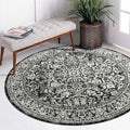 vivorug Round Rug 4ft Vintage-Inspired Round Area Rug Non-Slip Indoor Carpet for Living Room Bedroom Entryway, Stain Resistant Home Decor Circle Rug, Black and White