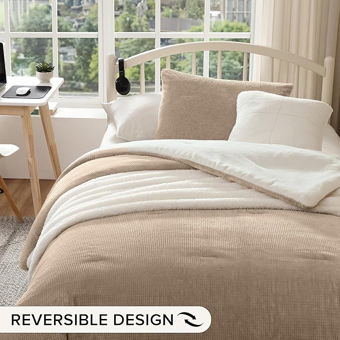 UGG Twin Comforter Set 4 Piece Bed in a Bag with Throw Blanket, Decorative Pillow Sham and Reversible Comforter Hypoallergenic Washable College Dorm Bedding, Twin XL, Brown Birch (Remina)