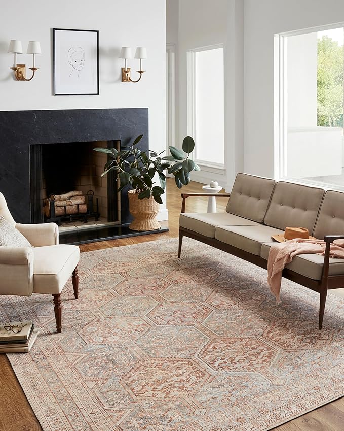 Loloi Chris Loves Julia Jules Collection JUL-04 Tangerine/Mist 2'-6'' x 7'-6'', .13" Pile Height, Runner Rug