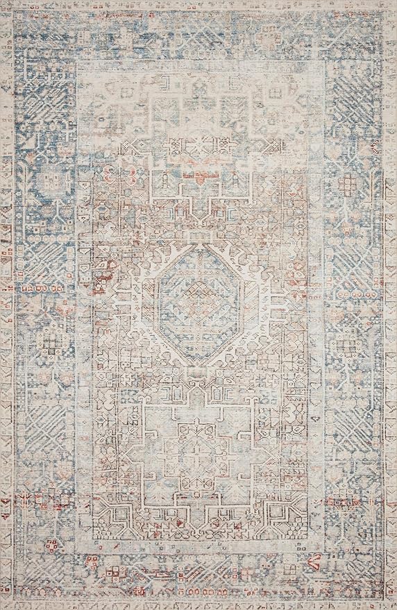 Loloi Chris Loves Julia Jules Collection JUL-07 Natural/Ocean 3'-6'' x 5'-6'', .13" Pile Height, Accent Rug
