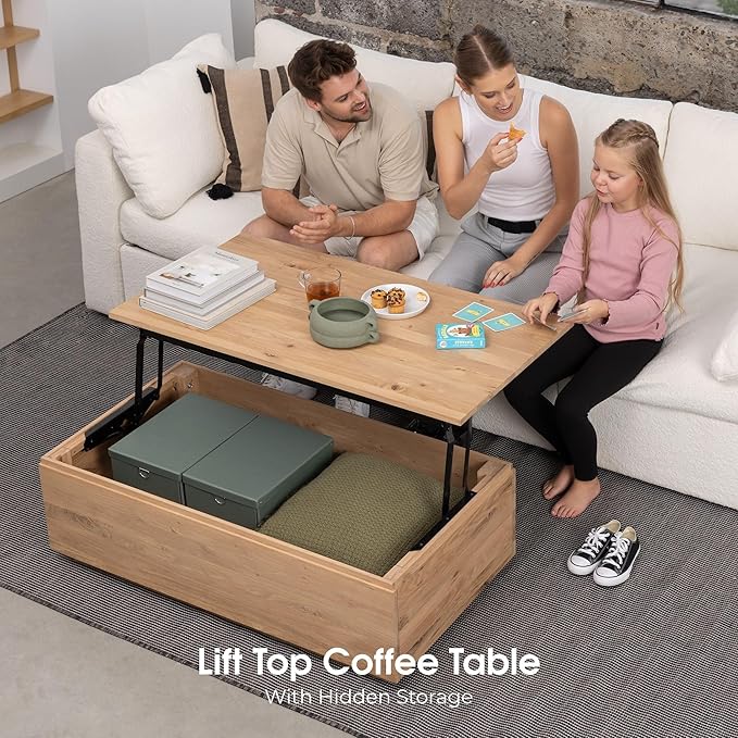 Transformer Table - Solid Wood Extendable Dining Table, Seats 2-12, Extendable Dining Room Table, Space-Saving Furniture, Expandable Dining Furniture (Natural, Table + Coffee Table)