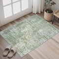2x3 Abstract Washable Rugs for Kitchen, Floor, Entryway, Powder Room Small Area Rug Non-Slip Vintage Low Pile Throw Door Mat Green Ivory