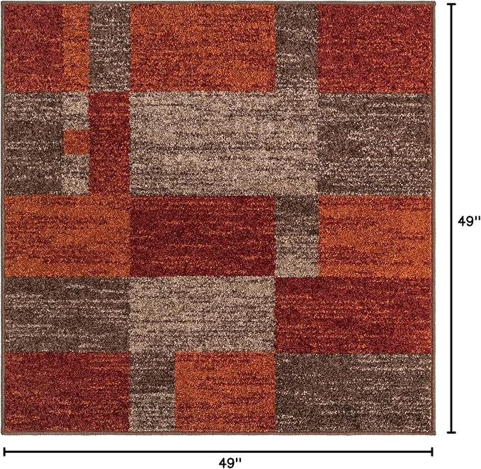 Unique Loom Autumn Collection Area Rug - Providence (4' 1" Square, Multi/ Beige)