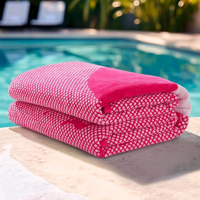 Juicy Couture Pink Flamingo 36" x 72" 100% Cotton Oversized Beach Towel - Soft, Absorbent, and Quick-Drying, Perfect for Beach, Pool, or Travel