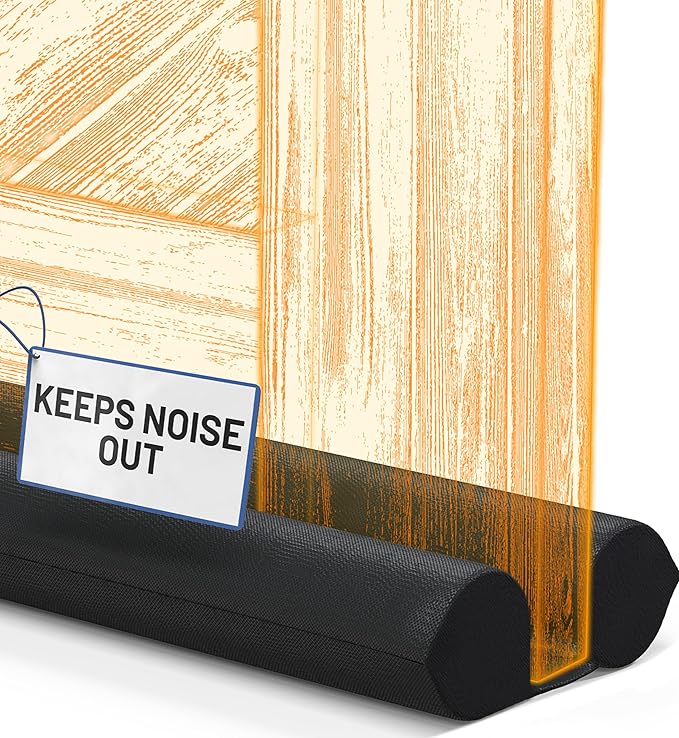 Everlasting Comfort 2 Sided Under Door Draft Stopper for Bottom of Doors - Quick Install, Keeps Heat In & Cold Air Out - Sound Proofing Foam Strip Gap Filler, Noise Blocker for Interior -Fits 30"-36"W