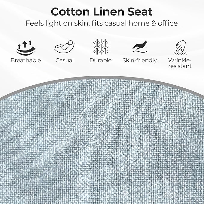 Zouron Mid Century Modern Accent Chair with Wooden Legs, Upholstered Swivel Chair No Wheels, Side Accent Armchair Vanity Chair for Small Space Home Office Living Room Bedroom, Light Blue