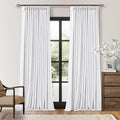 White Pinch Pleated Blackout Linen Curtains 120 Inches Long for Living Room Bedroom 2 Panels Room Darkening Thermal Insulated Neutral Pure White Farmhouse 100% Black Out Window Curtain Drape 120 Inch