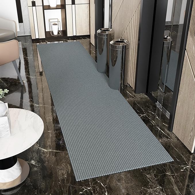 Ottomanson 3'11" x 46' Hallway Runner with Scraper Pile - Extra Durable Non-Slip Rug Mat for Indoor & Outdoor Use - Ideal for Kitchen, Entryway & Garage - High-Traffic Carpet, Gray