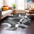 Rugshop Gray Modern Geometric Oval Rug, Abstract Circles, High-Traffic, Non-Shedding, for Living Room, Bedroom and Home Office, 5' x 7' Oval