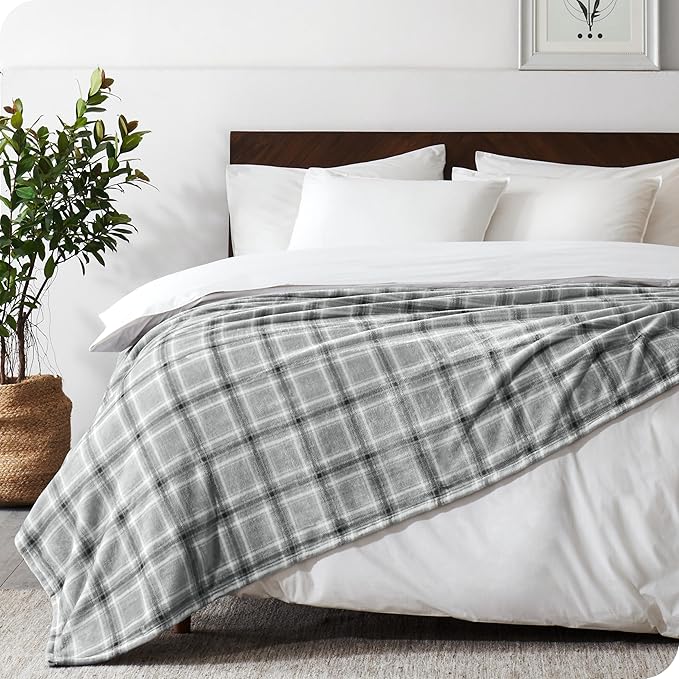 Bare Home Fleece Blanket - Full/Queen - Ultra-Soft Lightweight for Bed, Sofa, and Couch - Luxury Microplush - Cozy Warm Blanket (Full/Queen, Tartan Plaid)