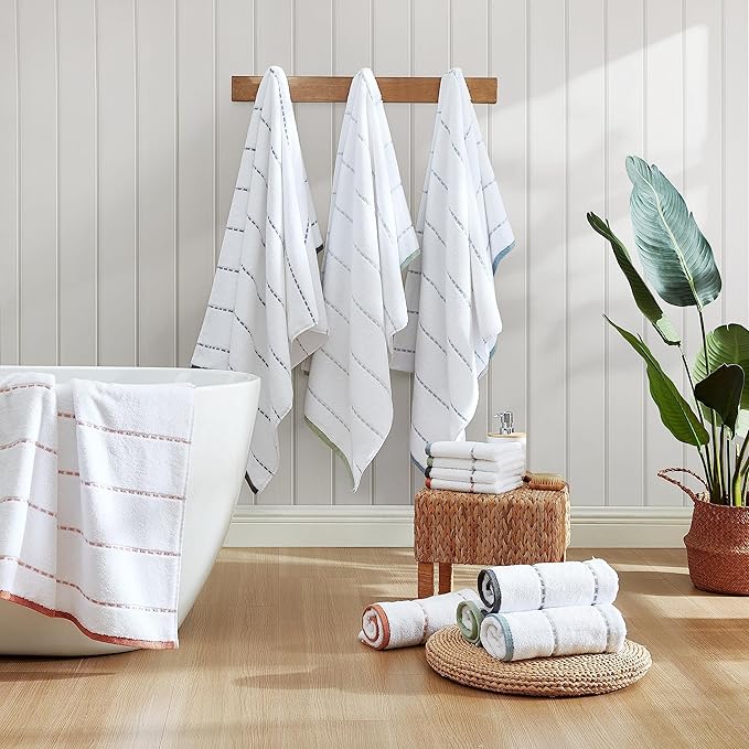 Tommy Bahama - Bath Towels, 100% Soft & Absorbent Cotton, Low Linting & Fade Resistant, Medium Weight Bathroom Towels (Ridley Solid Grey, 3 Piece)