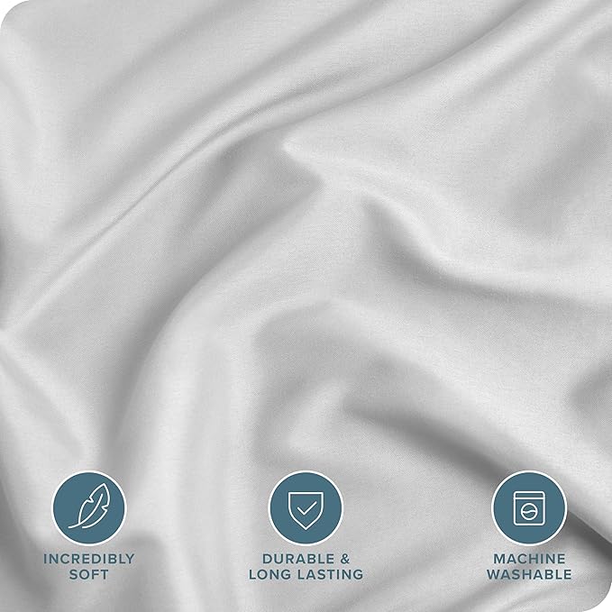 Bare Home Bedding Duvet Cover Queen Size - Premium 1800 Super Soft Collection - Lightweight, Cooling - Soft Breathable Bedding Duvet Cover (Queen, Cloud Grey)