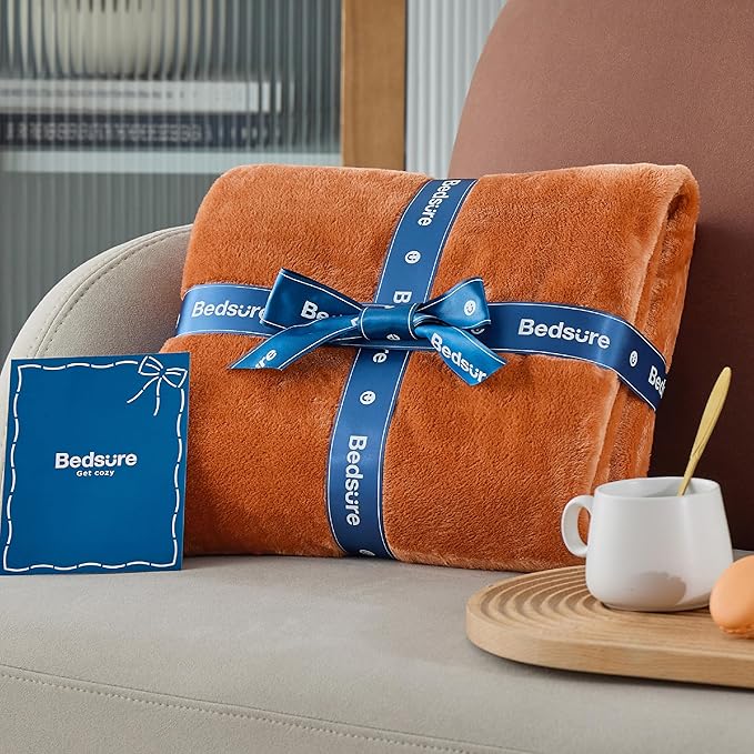 Bedsure GentleSoft Burnt Orange Fleece Blanket King Size - 280GSM Soft Lightweight Plush Cozy Blankets for Bed, Sofa, Couch, Travel, Camping