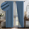 Denim Blue Living Room Darkening Curtains 72 Inches Long 2 Panels Set Faux Linen Cute Black Out Window Drapes for Bedroom Insulated Thermal Curtain for Summer Heat Winter Breakfast Nook 52x72 Length