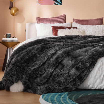 Bedsure GentleSoft Fluffy Tie Dye Black King Size Blanket for Bed, Thick Soft Sherpa Faux Fur Fleece Bedding Fuzzy Plush Winter Warm Heavy Large King Blanket, Cozy Black Gifts for Men Women, 108x90