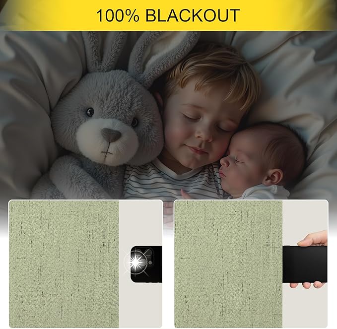 Sage Green Room Darkening Curtains for Bedroom 108 Inch Extra Long 2 Panels Black Out Dark Academia Decor Linen Textured Blocking Light Sage Blackout Curtains for Large Window Ceiling to Floor Length