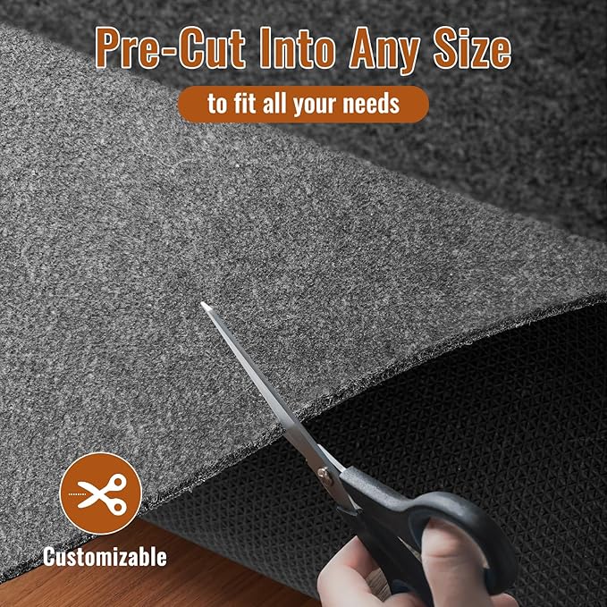 Felt Rug Pad, 2 x 10 Ft Rubber Non-Slip Rug Pad Gripper, Keep Rugs Secure and in Place, Extra Strong Under Carpet Mat Cushion - for All Floors