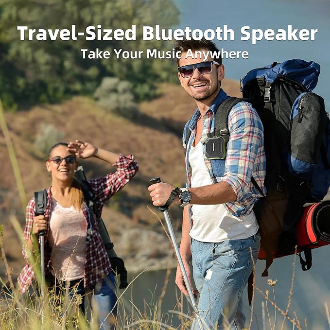 Portable Bluetooth Speaker with IPX7 Waterproof 5W Small Wireless Speakers with TWS Pairing,TF Card/AUX,12 Hours Playtime for Outdoor,Camping,Bathroom,Travel,Beach Use,Gift Ideas