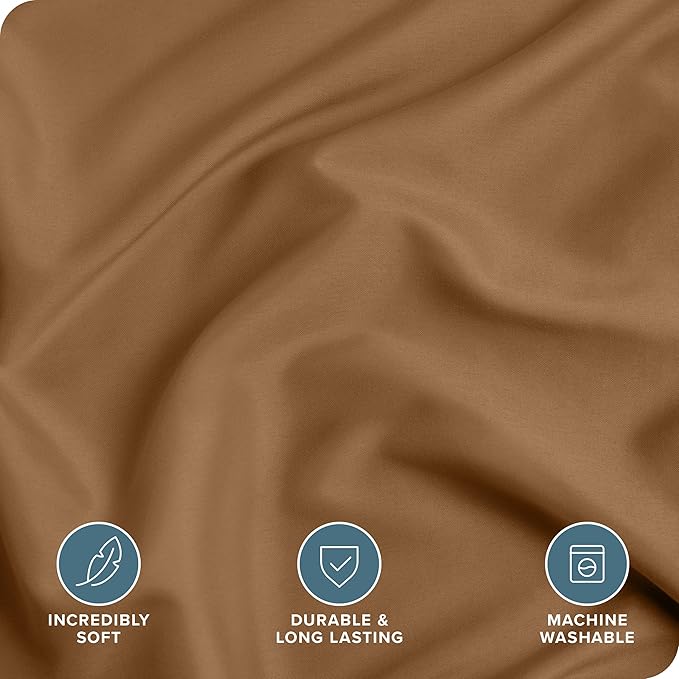 Bare Home Bedding Duvet Cover Queen Size - Premium 1800 Super Soft Collection - Lightweight, Cooling - Soft Breathable Bedding Duvet Cover (Queen, Caramel)