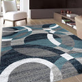Rugshop Blue Modern Geometric Indoor Area Rug, Overlapping Circle Pattern, Fade Resistant, Non-Shedding, for Living Room, Bedroom and Home Office, 5'3" x 7'3"