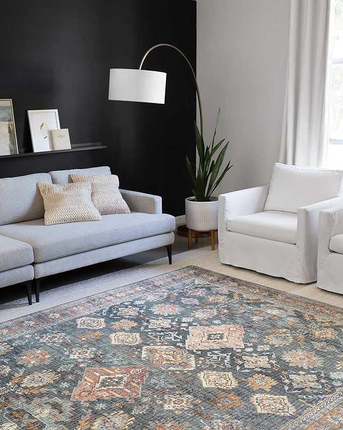 Loloi II Skye Collection SKY-10 Sea/Rust 5'-0" x 7'-6" Area Rug
