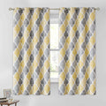 Beauoop 100% Blackout Curtains 45 Inches Long 2 Panels for Bedroom Living Room Yellow Grey Moroccan Geo Room Darkening Thermal Insulated Soundproof Grommet Top Window Treatments Drapes, 50x45 Set of 2