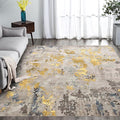 vivorug Washable Rug, Ultra Soft Area Rug 4x6, Non Slip Abstract Small Rug, Stain Resistant Rugs for Living Room Bedroom, Modern Fluffy (Grey/Mustard, 4'x6')