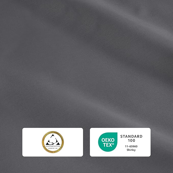 IZOD 100% Egyptian Cotton Sheets Set Queen Size, Cotton Percale Crisp Sheet Set 4Pc, Lightweight & Deep Pocket fits Upto 17", Long-Staple Soft Combed, Hotel Style Luxury Bedding Sheet - Carbon Steel