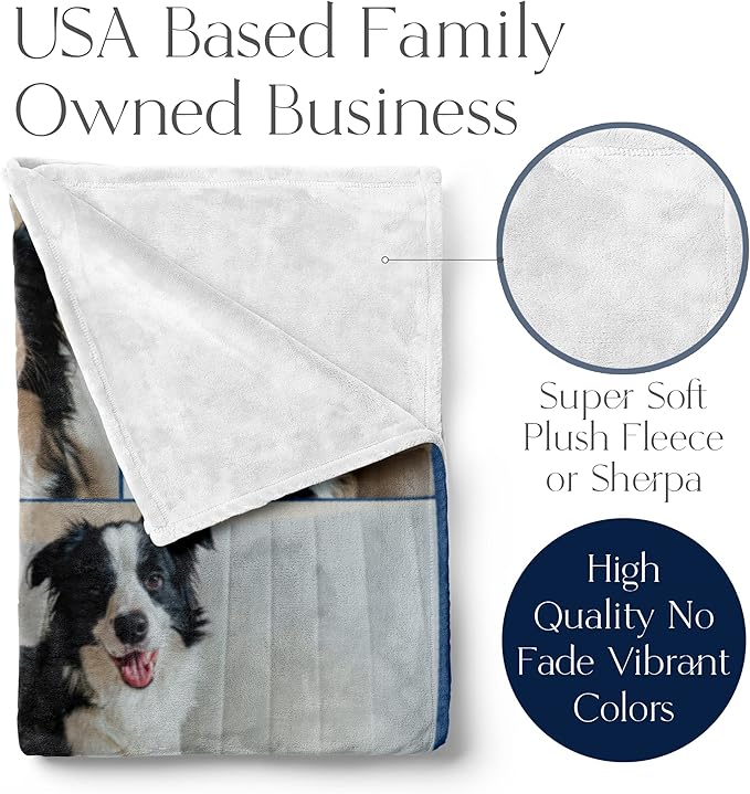 Ships Next Day, Custom Blanket with Picture - Printed in USA, Personalized Photo Blanket (Fleece – 60x80)