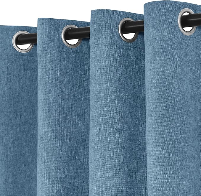 Macochico 100% Blackout Curtains Insulted Window Panels for Bedroom Living Room Dining Room Luxury Chenille Curtains Classic Home Decor Ashtray Blue Curtains with Tieback 52" Wx72 L Grommet 1 Panel