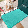 OLANLY Dog Door Mat for Muddy Paws 24x16, Absorbs Moisture and Dirt, Absorbent Non-Slip Washable Doormat, Quick Dry Chenille Mud Mat for Dogs, Entry Indoor Entryway Carpet for Inside Floor, Teal