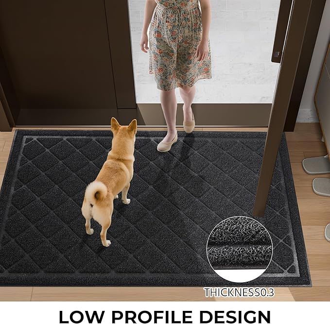 Front Door Mat Indoor Outdoor Entrance, 36" x 48" All-Season Heavy Duty Waterproof Doormat, Non-Slip Absorbent Entryway Mat, Easy to Clean, Low Profile Commercial Floor Mat for Indoor Outdoor