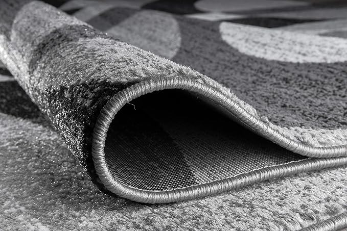 Rugshop Gray Modern Geometric Area Rug, Abstract Circles, High-Traffic, Non-Shedding, for Living Room, Bedroom and Home Office, 5'3" x 7'3"