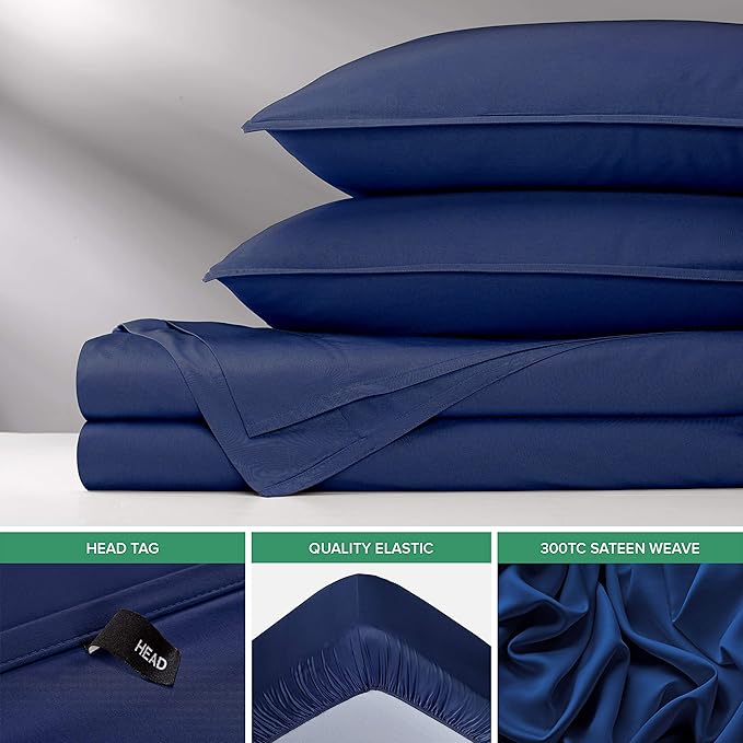 Pure Bamboo Twin Sheets, Genuine 100% Organic Viscose Derived from Bamboo Bed Sheet Set, Luxuriously Soft & Cooling, Double Stitching, 2 Year Quality Promise (Twin, Cobalt Blue)