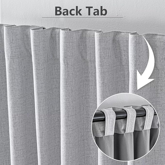 100% Blackout Curtains for Living Room, 108 Inch Curtains 2 Panel Set Light Blocking, Back Tab & Rod Pocket Thermal Insulated Drapes Bedroom Windows Home Decor(52W × 108L inch, Off-White)