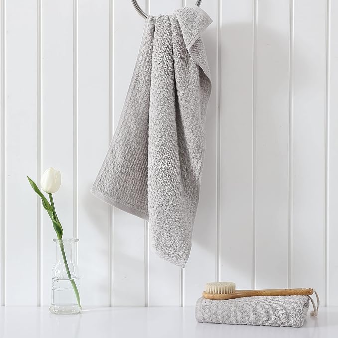 Tommy Bahama- Hand Towel Set, Highly Absorbent Cotton Bathroom Decor, Low Linting & Fade Resistant (Northern Pacific Grey, 2 Piece)