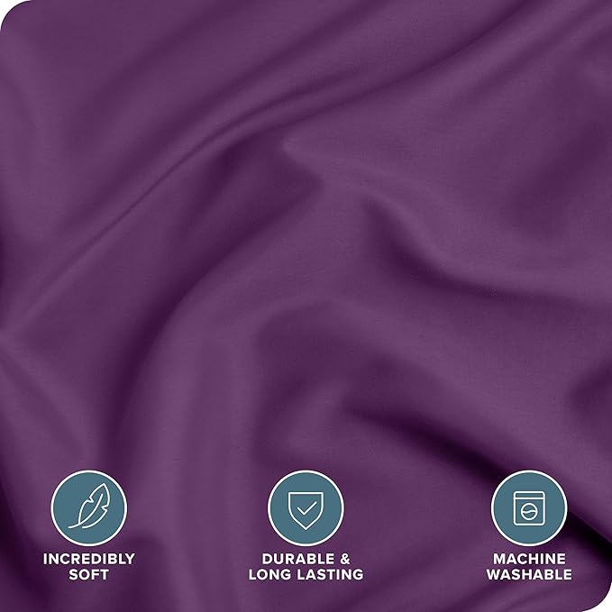 Bare Home Bedding Duvet Cover Extra Long Size - Premium 1800 Super Soft Collection - Lightweight, Cooling Duvet Cover - Soft Breathable Bedding (Twin/Twin XL, Plum)