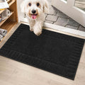 BEQHAUSE Door-Mat-Non-Slip Front Door Mat Washable Low-Profile Entrance Rugs for Front Door Entry Dirt Trapper Door Mats Absorbent Welcome Mats,20"x32",Black