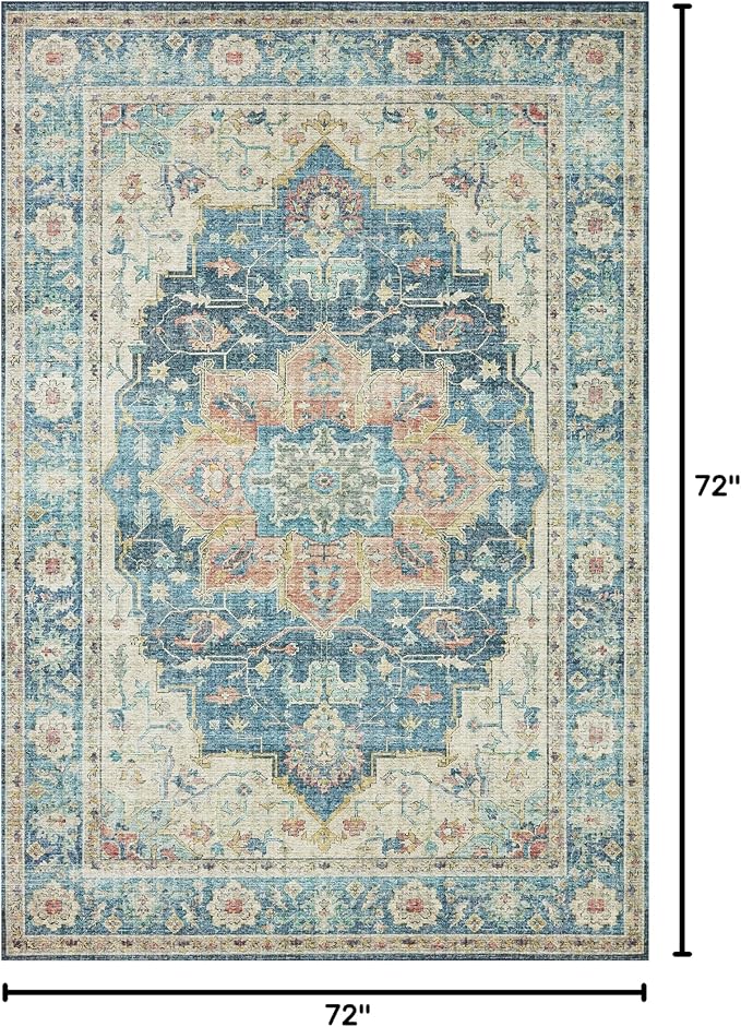 Loloi Skye Collection SKY-12 Ocean/Multi 6'-0" x 6'-0" Round Area Rug
