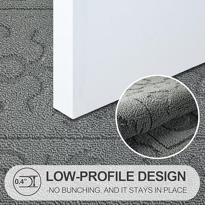 FONEYI Indoor Door Mat, Front Back Door Mat 32"x48" Non-Slip Rubber Backing Door Rug, Machine Washable Entry Rug, Low Profile Absorbent Dirt Trapper Doormat Inside Floor Mats for Entryway, Light Grey