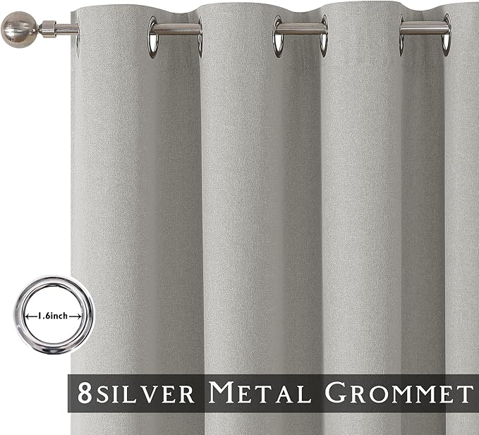 ChrisDowa 100% Blackout Light Grey Solid Curtains 84 Inches Long 2 Panels for Bedroom Living Room,Farmhouse Room Darkening Thermal Insulated Soundproof Grommet Top Window Treatment Drapes,52x84