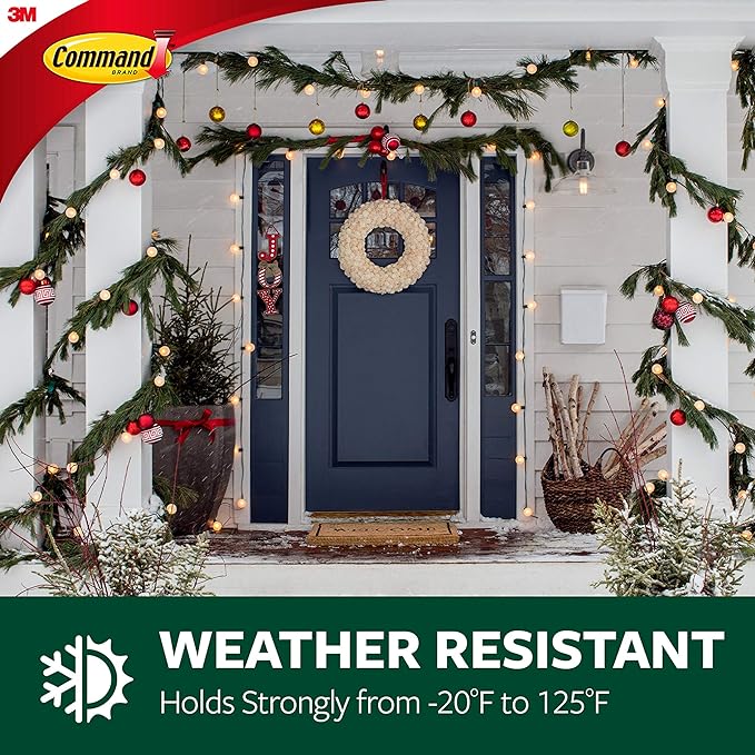 Command Outdoor Large Bronze Hooks, Holds up to 5 lb, 3 Hooks and 4 Command Strips, Damage-Free Hanging Wall Hooks for Hanging Christmas Decorations with Weather Resistant Strips
